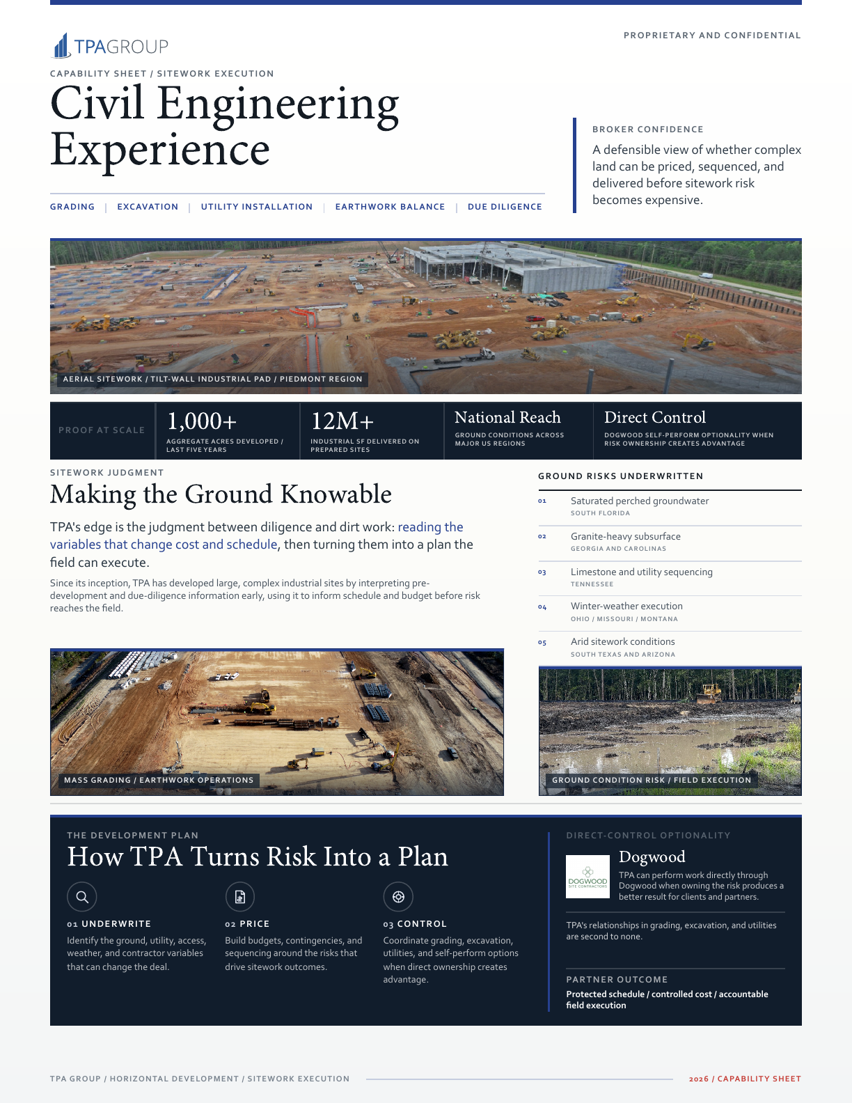 TPA Group Civil Engineering Experience one-page PDF proof